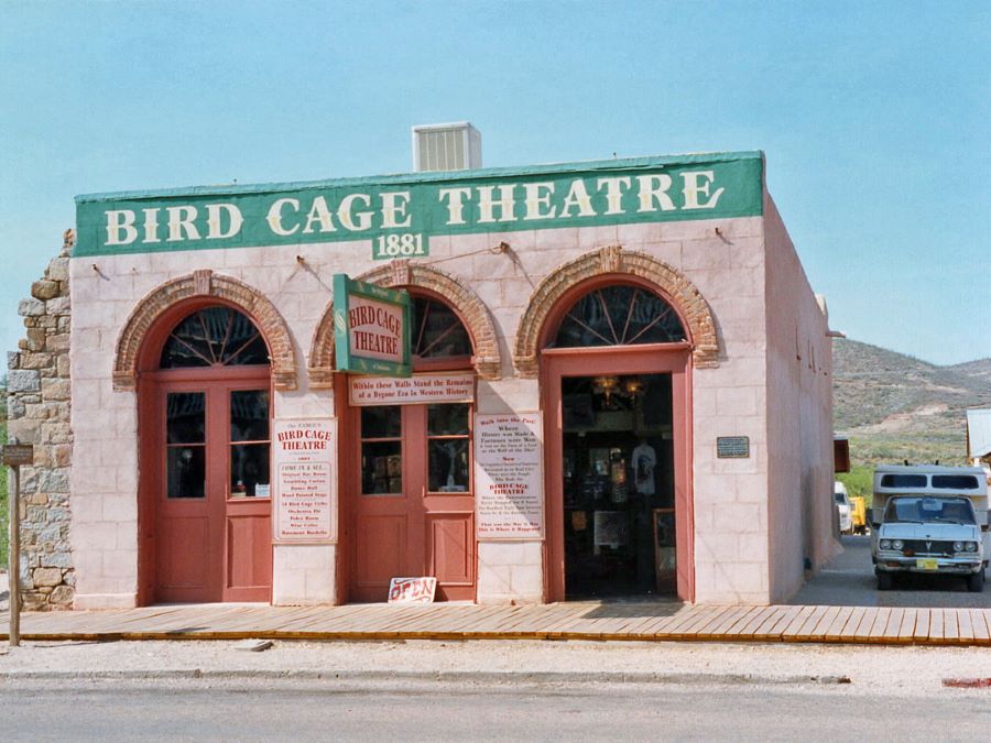 Exterior of the Bird Cage Theatre in Tombstone, Arizona.