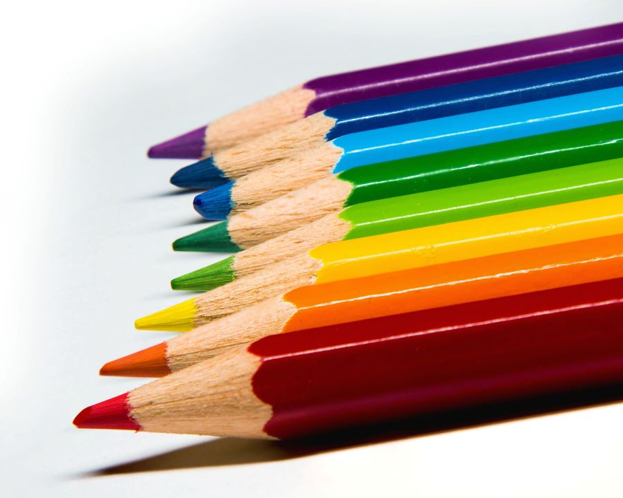 A rainbow of colored pencils.