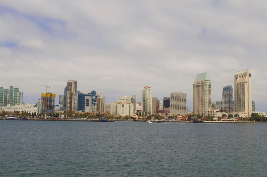 Wide shot of the center of San Diego.